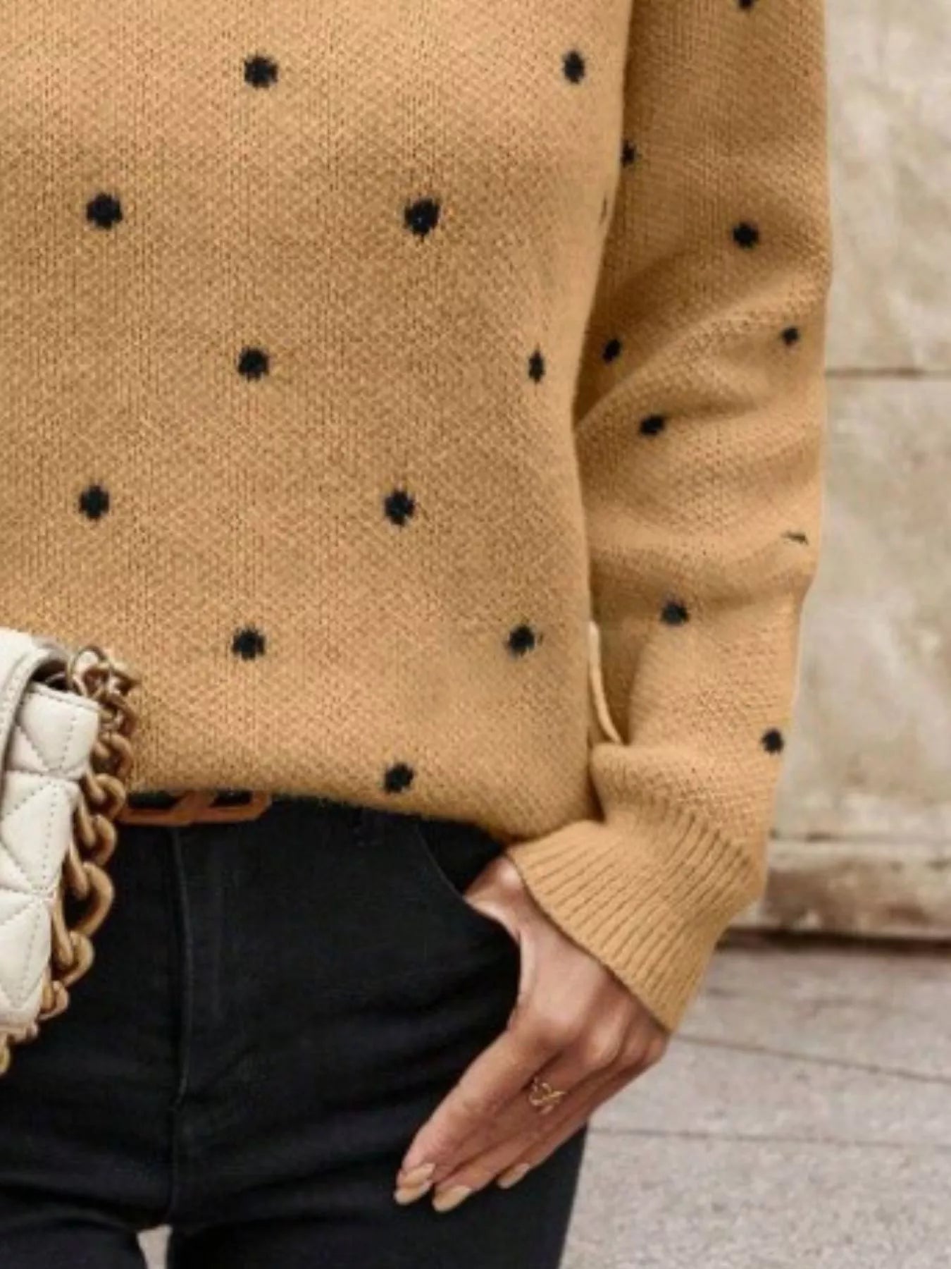 Polka Dot Round Neck Sweater