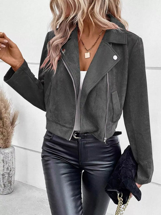 Zip Up Cropped Jacket Gray