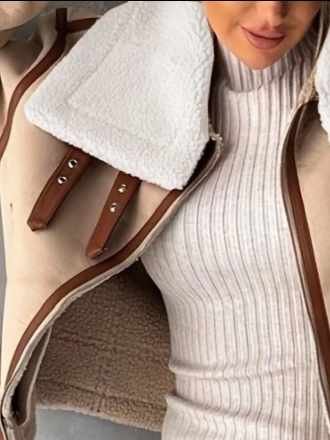 Shearling Lined Zip Up Jacket