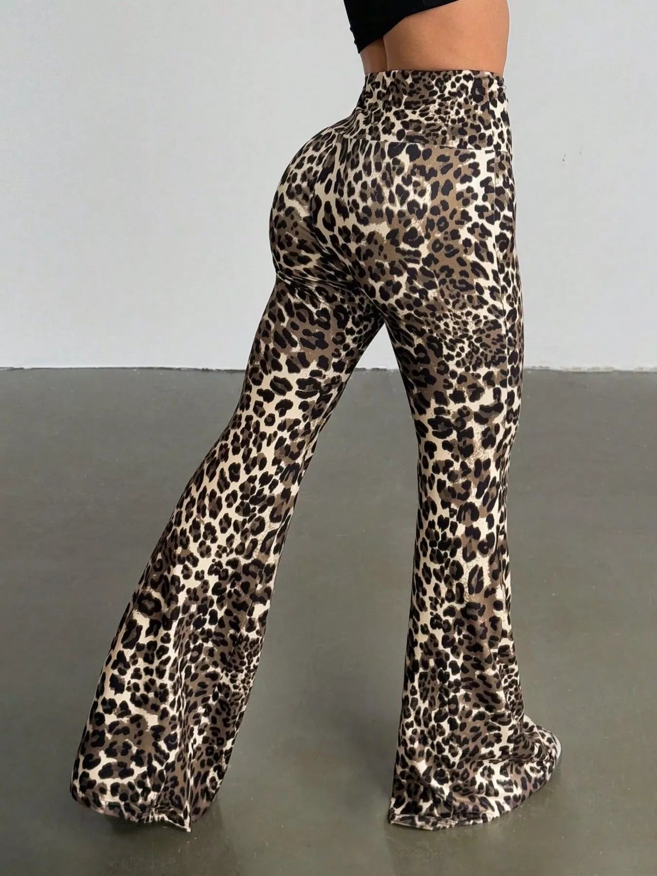 Leopard Print High Waist Flare Pants