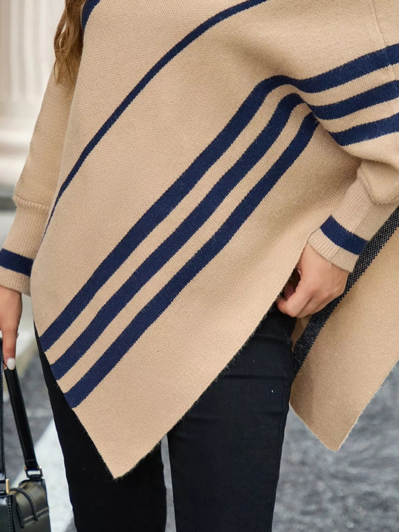 Striped Pattern Batwing Sleeve Sweater