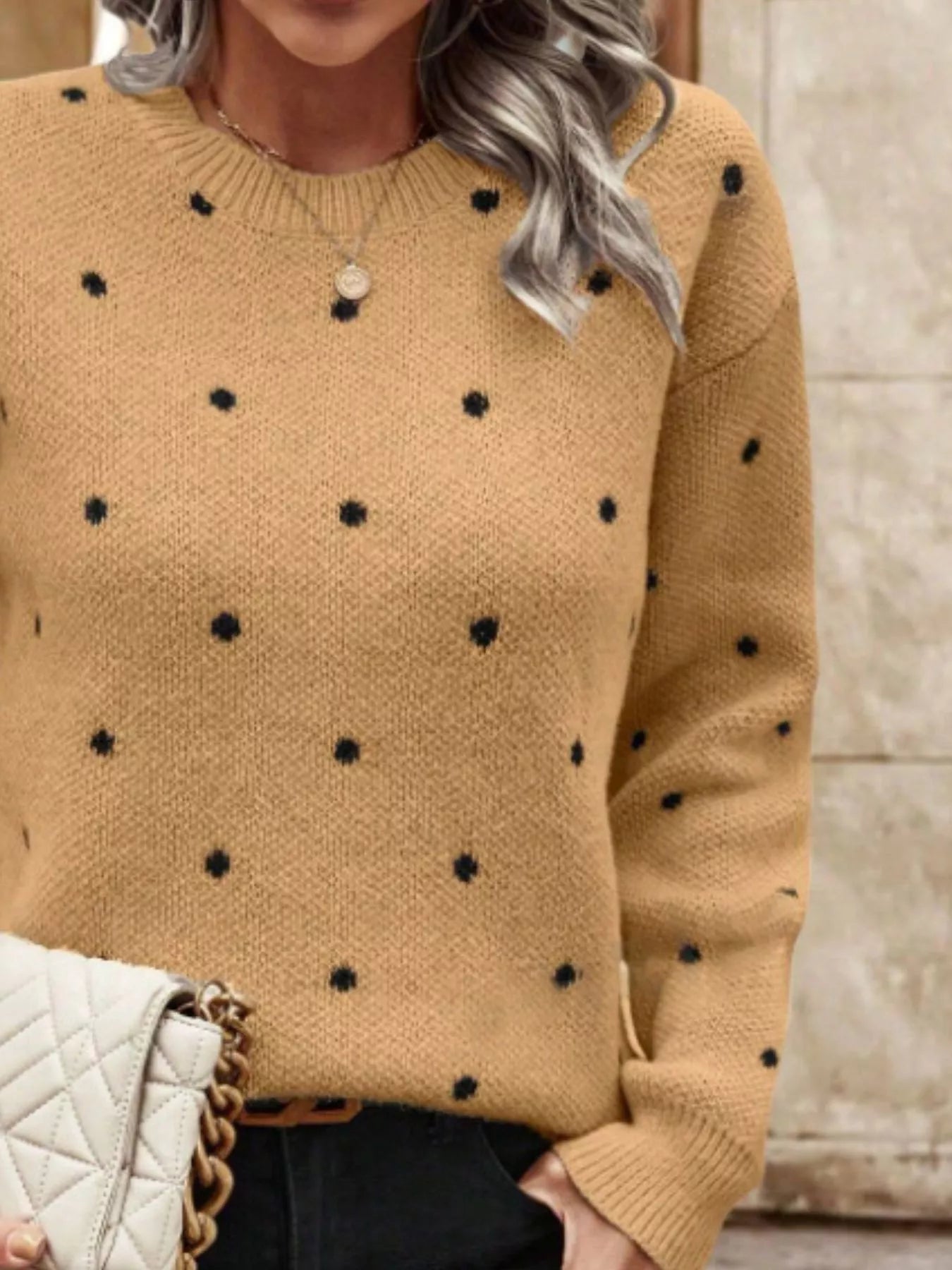 Polka Dot Long Sleeve Sweater