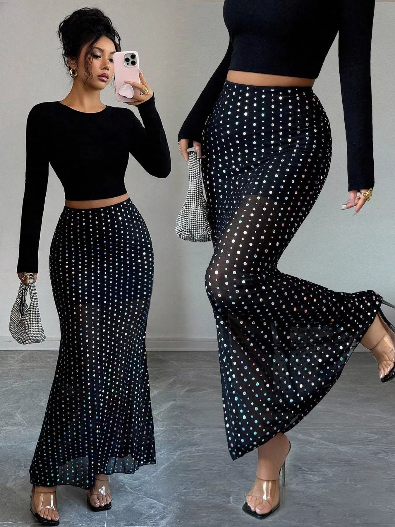Polka Dot Maxi Skirt