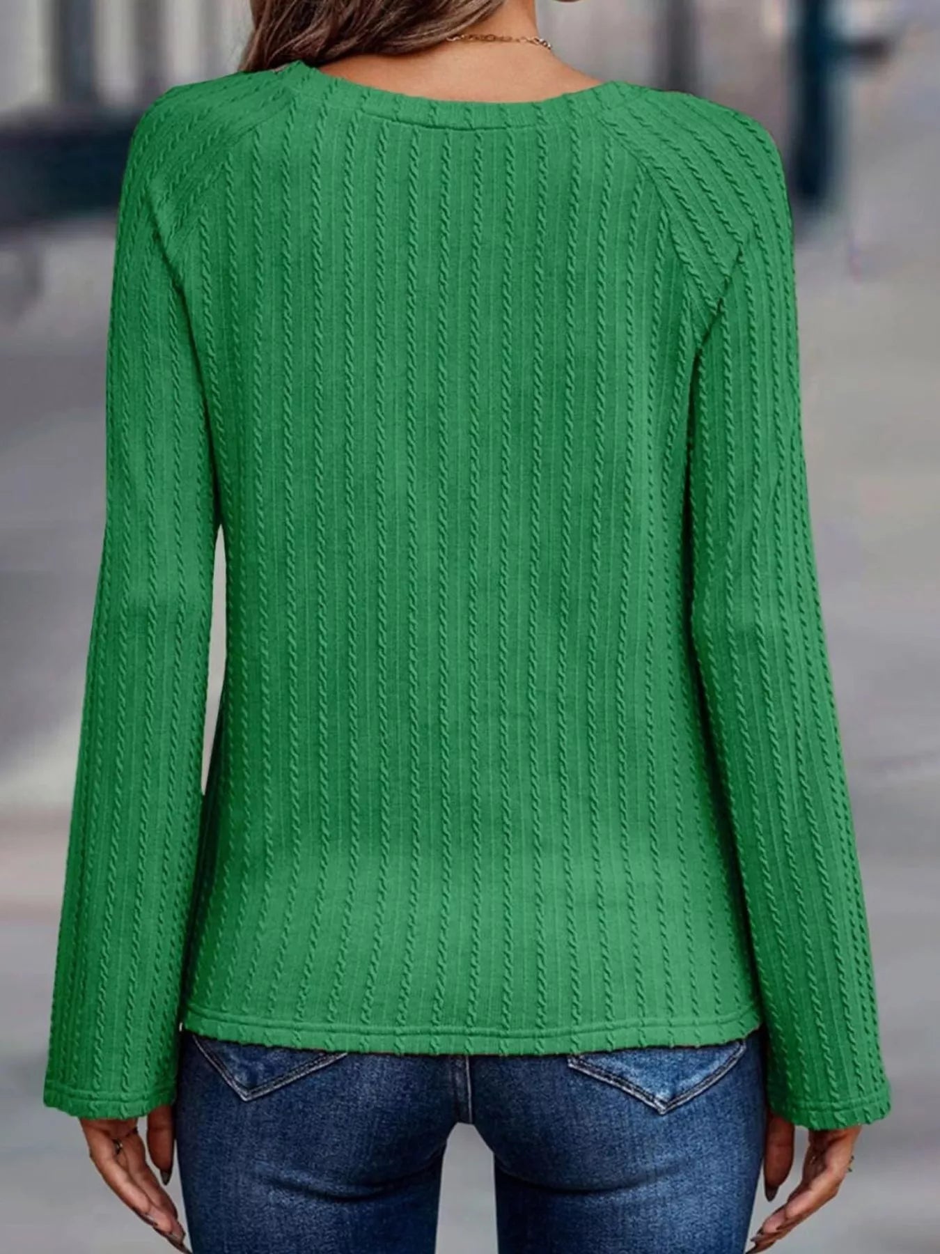 Textured Knit Long Sleeve T-Shirt
