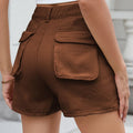High Waist Utility Pocket Denim Shorts
