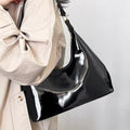 Solid Color Leather Shoulder Bag