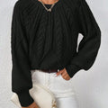 Cable Knit Long Sleeve Sweater Black