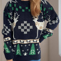 Christmas Element Round Neck Long Sleeve Sweater