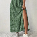 Slit Printed Skirt Light Green