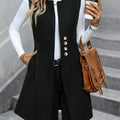 Button Up Longline Vest Coat Black