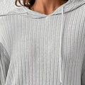 Ribbed Knit Long Sleeve Hoodie