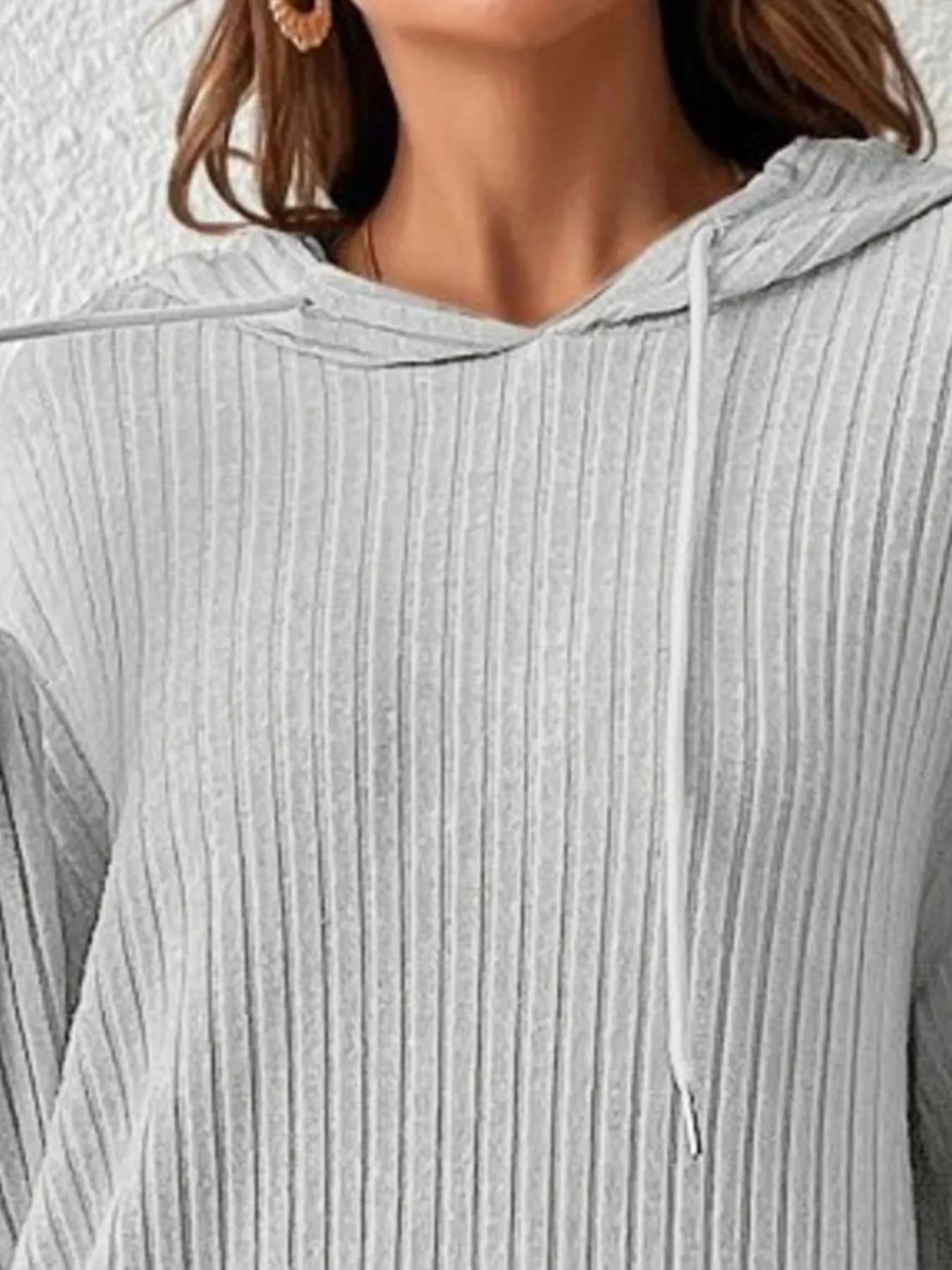 Ribbed Knit Long Sleeve Hoodie