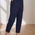 Corduroy Elastic Waist Cropped Pants Blue