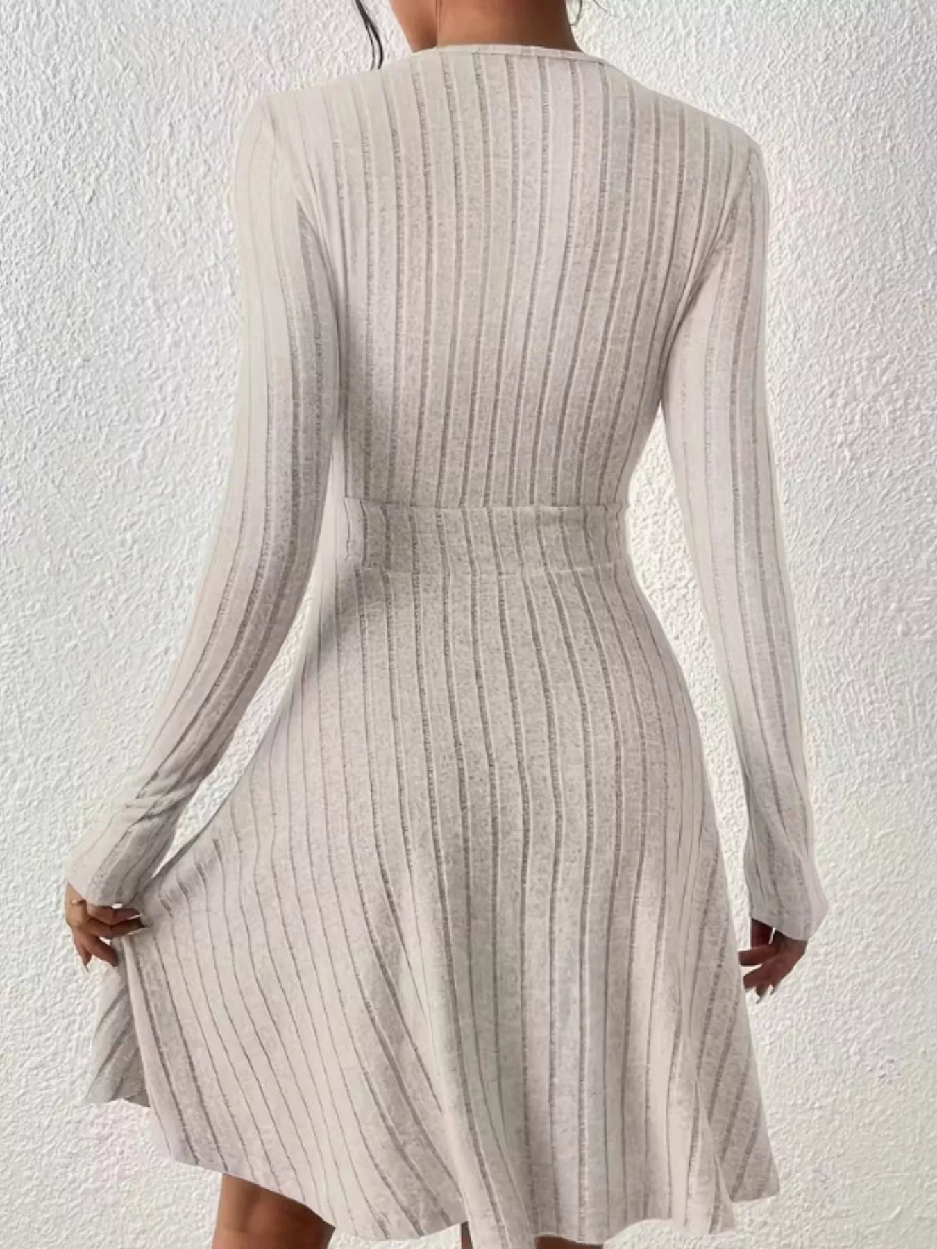 Ribbed Knit Wrap Mini Dress
