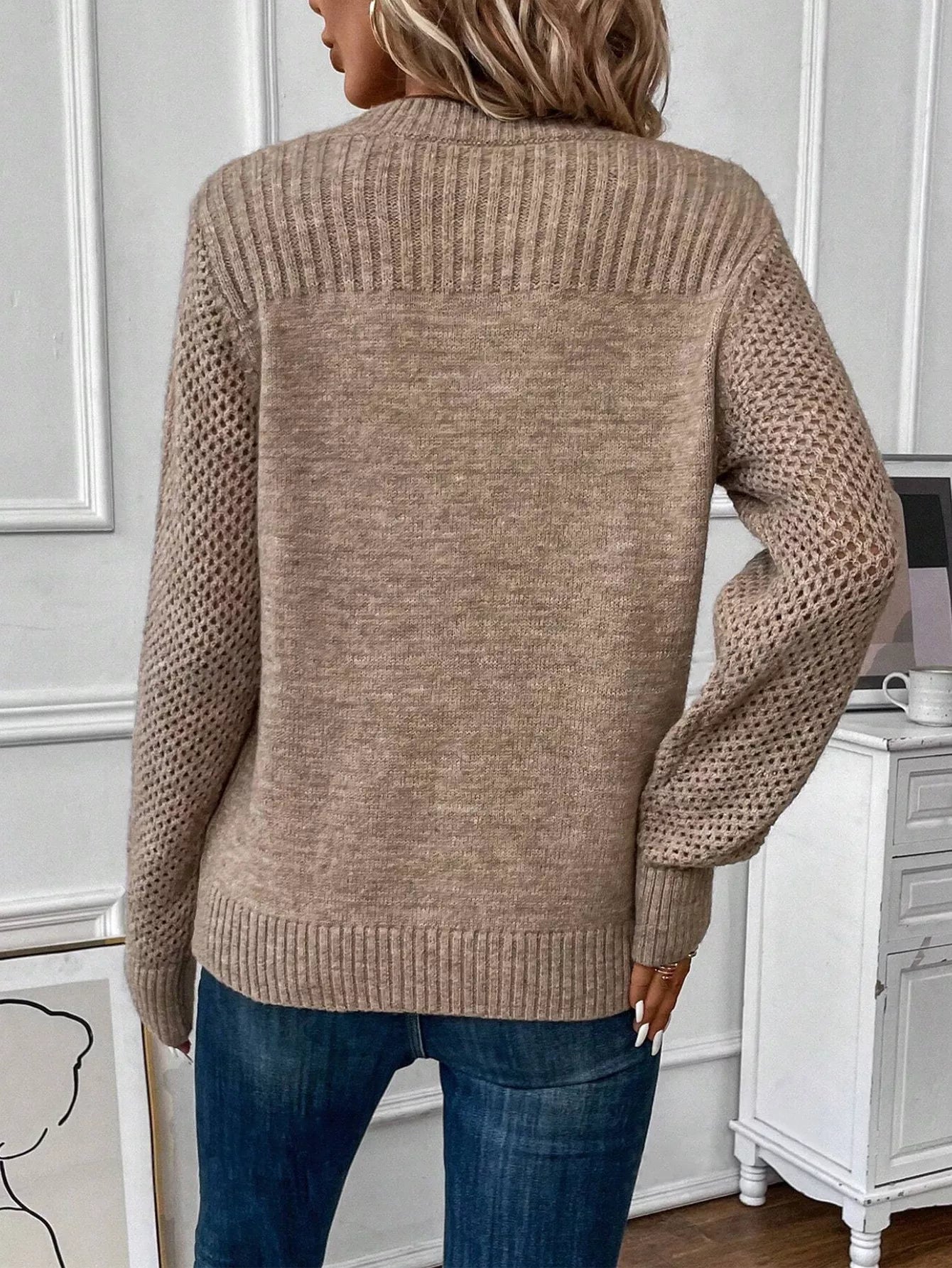 Openwork Long Sleeve Sweater