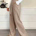 Casual Drawstring Waist Wide Leg Pants