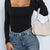 Square Neck Long Sleeve Bodysuit Black