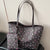 Printed Tote Shoulder Bag with Pouch Brown onesize