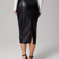 Slit Back Leather Skirt
