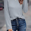 Textured Knit Long Sleeve T-Shirt