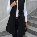 Button Up Sleeveless Longline Vest Coat