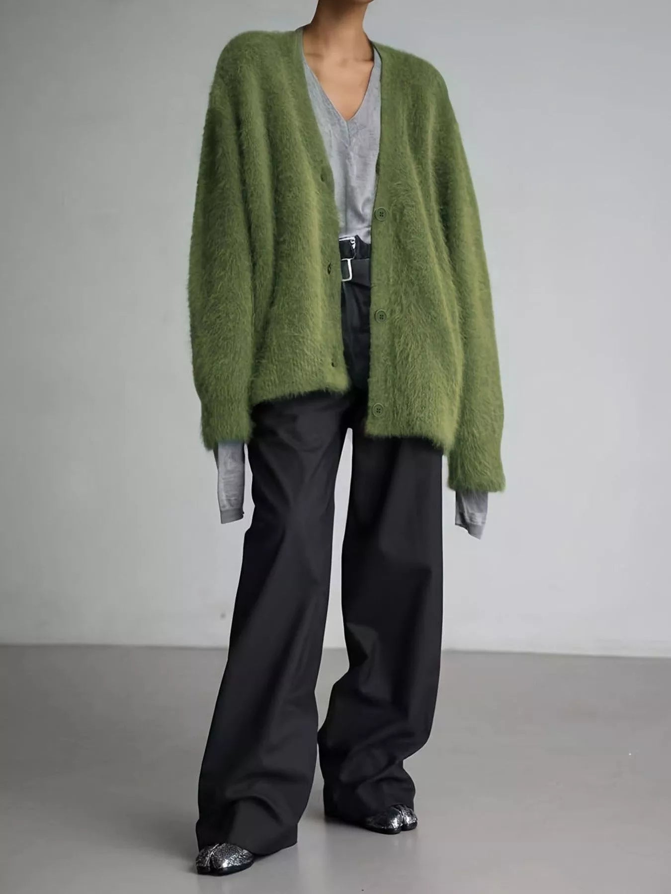 V-Neck Button-Down Cardigan