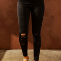 Wide Waistband Distressed Slim Fit Leggings