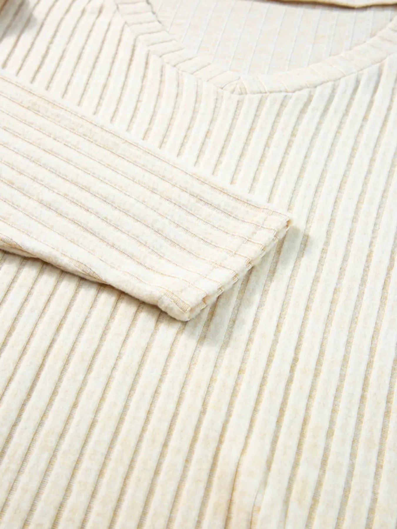 Ribbed Knit V-Neck Top and Pants Lounge Set