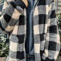 Double Take Full Size Plaid Long Sleeve Hooded Coat