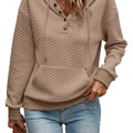 Drawstring Textured Dropped Shoulder Hoodie Khaki