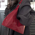 Solid Color Leather Shoulder Bag