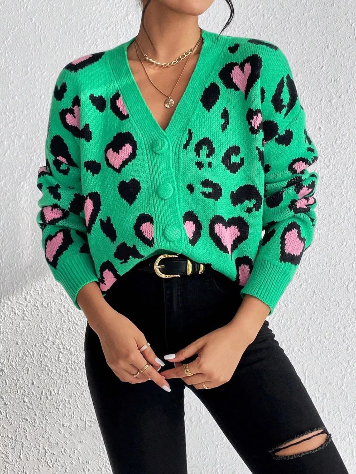 Leopard Button Front Cardigan