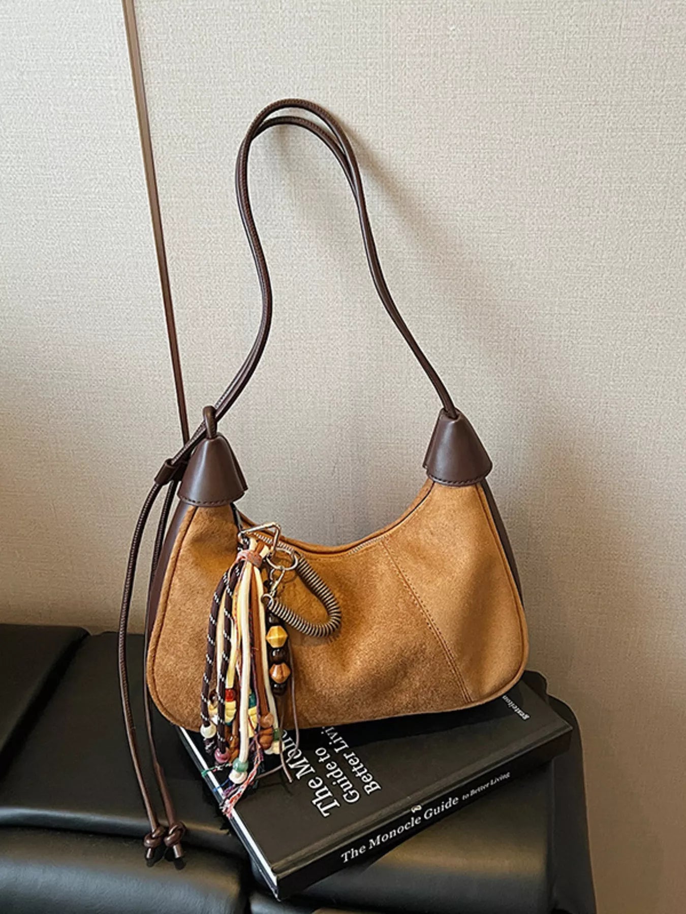 Vintage Suede Tassel Shoulder Bag