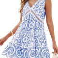 Printed V-Neck Sleeveless Mini Dress