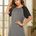 Round Neck Short Sleeve Contrast Lounge Dress