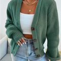 Chunky Knit Button-Down Cardigan Light Green
