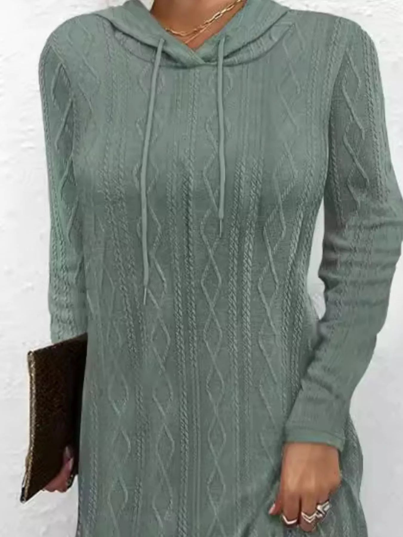 Casual Long Sleeve Hooded Knit Dress