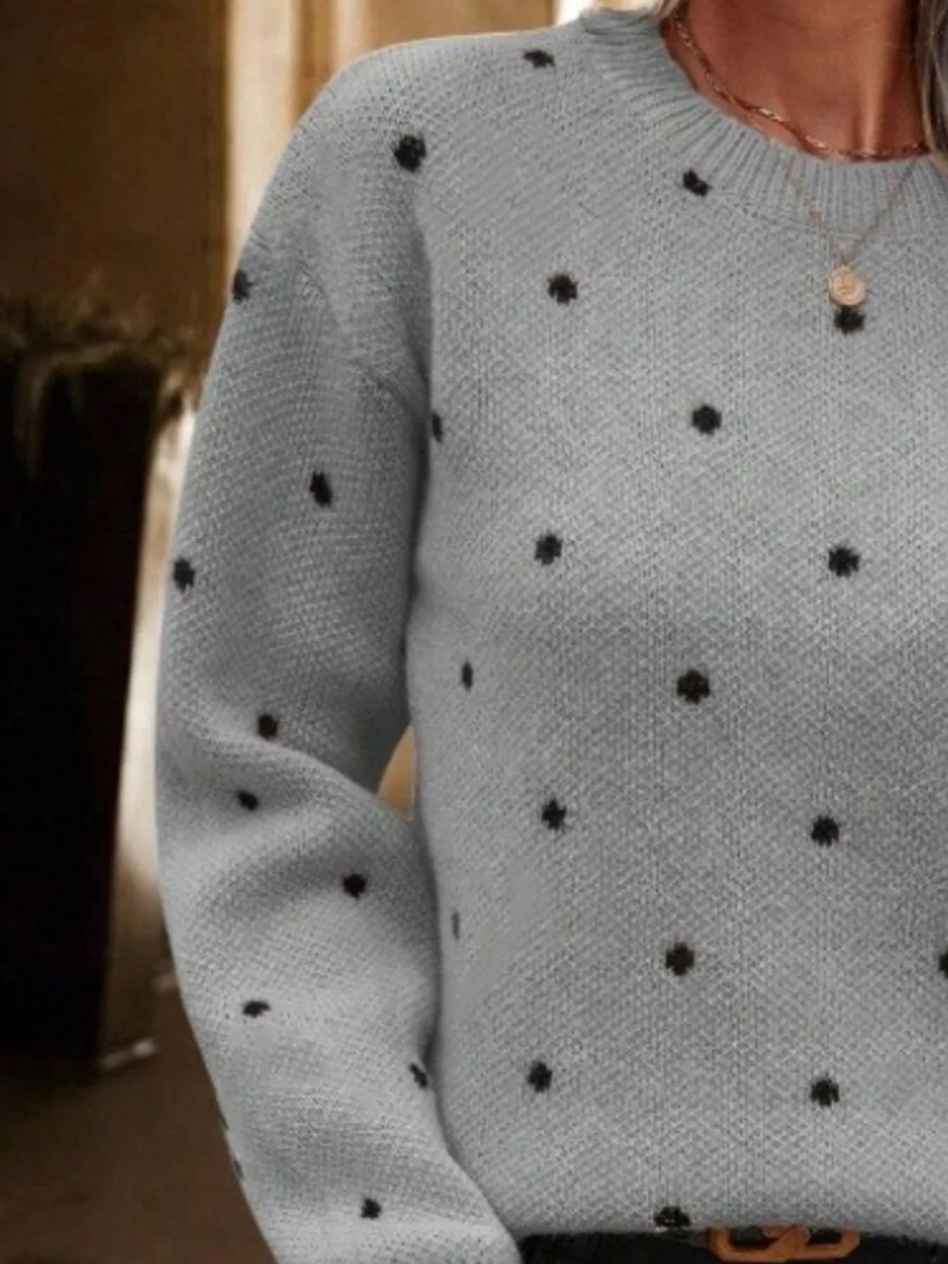 Polka Dot Round Neck Sweater