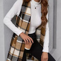 Plaid V-Neck Vest Coat