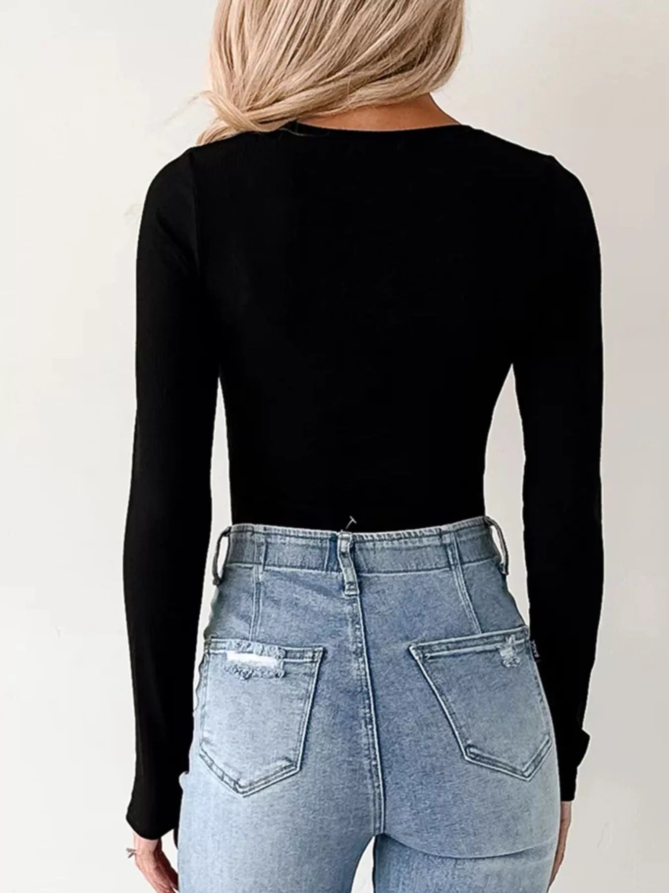 Ribbed Long Sleeve Fitted Bodysuit