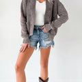 Mineral Wash Exposed Seam Patchwork Knit Open Sweater Cardigan