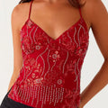 Embroidered Sequin Tie Back Cami