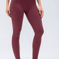 Wide Waistband Slim Fit Active Leggings Burgundy