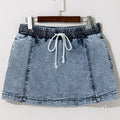 Drawstring High Waist Pocketed Denim Shorts