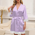 Tied Lace Detail Three-Quarter Sleeve Lounge Nightgown Lilac