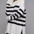 Side Slit Striped Oversized Knit Sweater White