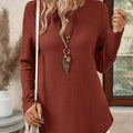 Plus Size Casual Waffle Knit Long Sleeve T-Shirt