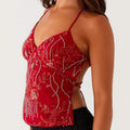 Embroidered Sequin Tie Back Cami