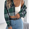 Plaid Button Up Cropped Jacket
