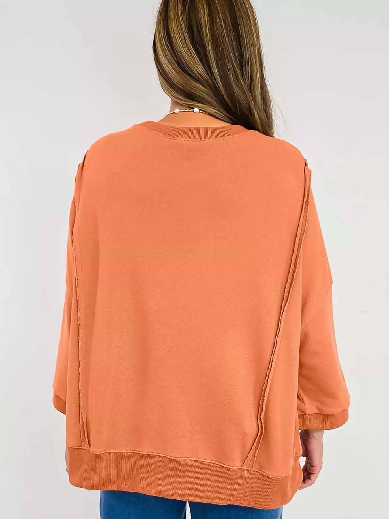 Bow Slit Round Neck Sweatshirt